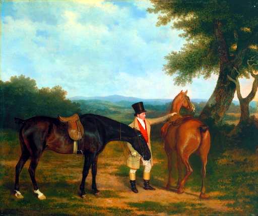 Jacques Laurent Agasse Two Hunters with a Groom
